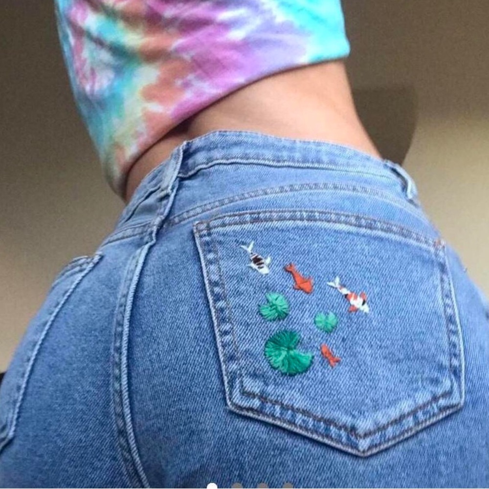 Bershka Straight Distressed Denim Jeans